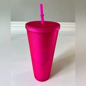 Starbucks 2021 Diamond Studded Jelly Soft Touch Neon Pink 24 oz